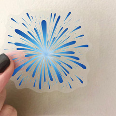 50PCS Transparent Watercolor Fireworks Sticker,Cute Colorful Burst Patterns Stic