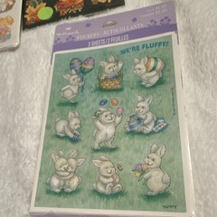 NEW VINTAGE Hallmark Easter Bunny & amscan Fall Leaves Stickers Lot, Multicolor
