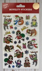 Sloth Christmas Stickers Foiled Novelty Unique Stocking Stuffer Small Gift New