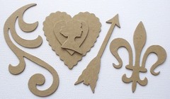 {3 Sets} *CLASSIC ICONS* Hearts, Flourish, Arrow, Fleur De Lis Chipboard Die Cut