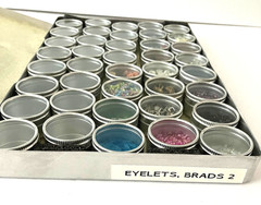 #3 – METAL CASE w/ 40 CONTAINERS – SCRAPBOOKING EMBELLISHMENTS -BEADS, BUTTONS++