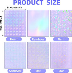 36 Sheets Holographic Sticker Paper, Clear Vinyl Lamination Sticker Film Self Ad