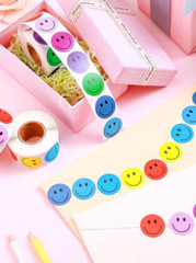 500pcs Roll Cute Face Reward Stickers, Self-Adhesive, Gift & Decoration