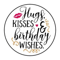 30 Hugs and kisses birthday wishes Envelope Seals Labels Stickers 1.5″ Round