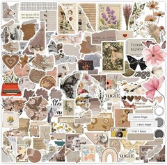 120Pcs Vintage Stickers, Waterproof Scrapbook Aesthetic Sticker for Daily Planne