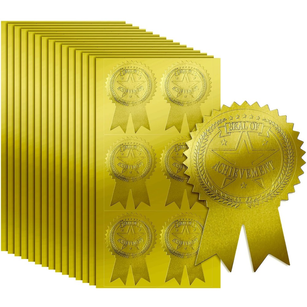 200 Pieces Ribbon Embossed Seal and Gold Foil Certificate Seal Embossed of Ac…