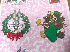 VTG 1991 Warner 3M Looney Tunes Post It Removable Stickers Christmas 2 Sheet NOS