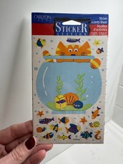 American Greetings Sticker World Vintage Cat & Fish Bowl Activity Stickers