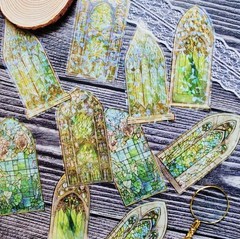 10PC XL P.E.T. Stained Glass Church Window Stickers -Mix Pack- DIY Crafts