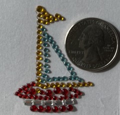 SAILBOAT Rhinestone Accent Sticker(1pc)Mary Engelbreit•Ocean•Boat •Flag•Water•