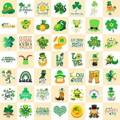 100 Pcs Reusable St. Patrick’s Day Clover Stickers – Vinyl, Assorted Designs …