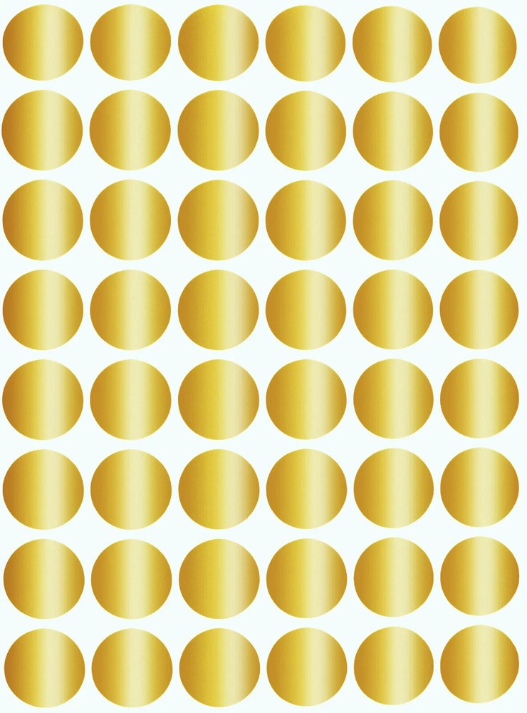METALIC GOLD Color Coding Dot Sticker Sizes 17MM-50MM (5/8″ – 2 «) 25 Sheets