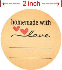 2 Inch Brown Kraft Stickers 500 Roll Homemade with Love Labels for Jars Crafts