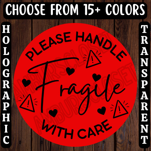 40 HANDLE WITH CARE STICKERS 2″ ROUND LABELS SHIPPING SUPPLIES FRAGILE CAUTION