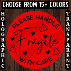 40 HANDLE WITH CARE STICKERS 2″ ROUND LABELS SHIPPING SUPPLIES FRAGILE CAUTION