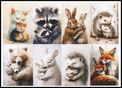 Stickers – Bear Cat Fox Hedgehog Rabbit Raccoon – Any Occasion CL138