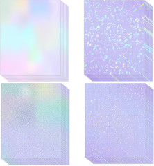 24 Sheets A4 Holographic Paper Sticker Transparent Waterproof Self Adhesive Film