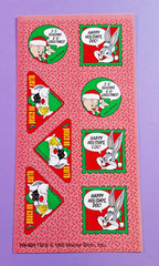 vintage 3M Looney Tunes xmas small sticker sheet *damaged*