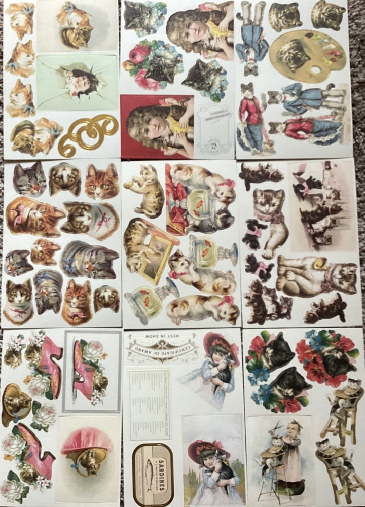 Anna Griffin Feline Card Toppers and Sentiments RARE Missing Some