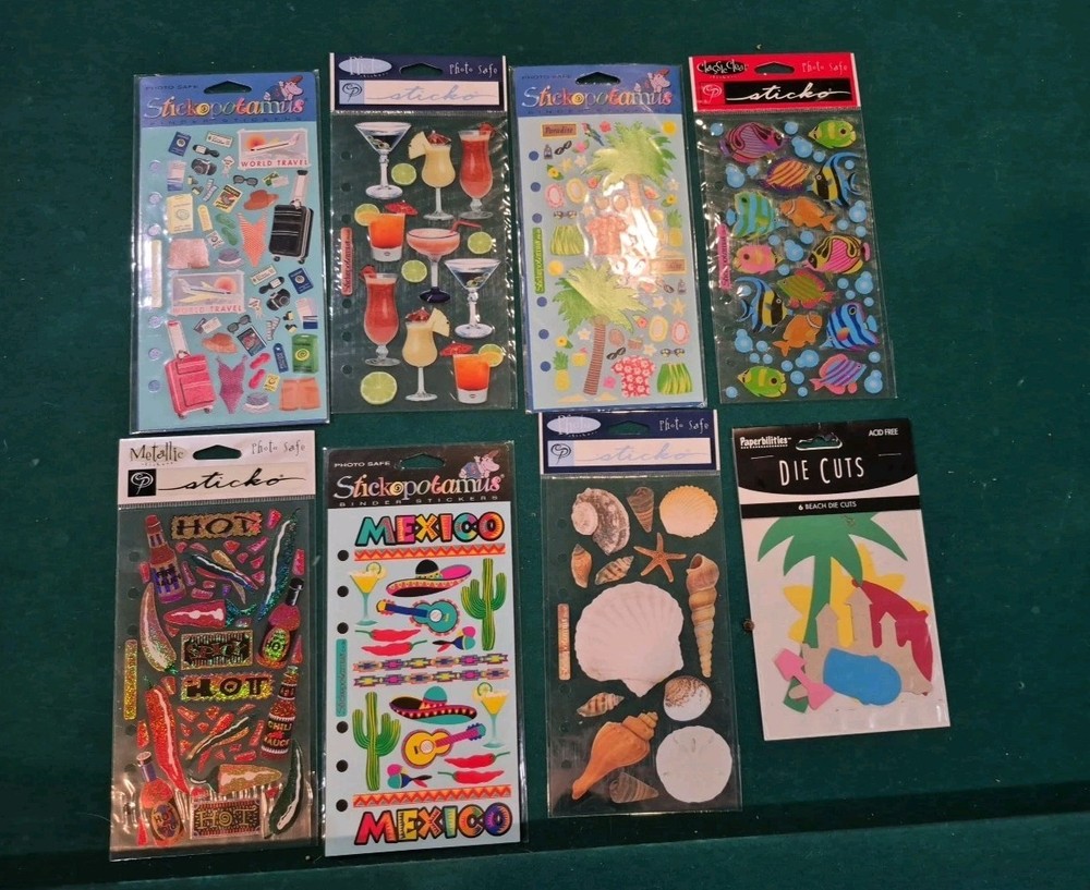 Lot Tropical Travel Stickers Scrapbook Die Cuts Unopened 8 Packs