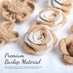 33PCS Handmade Burlap Hessian Flowers Set for Xmas Party Wedding Home DIY Crafts