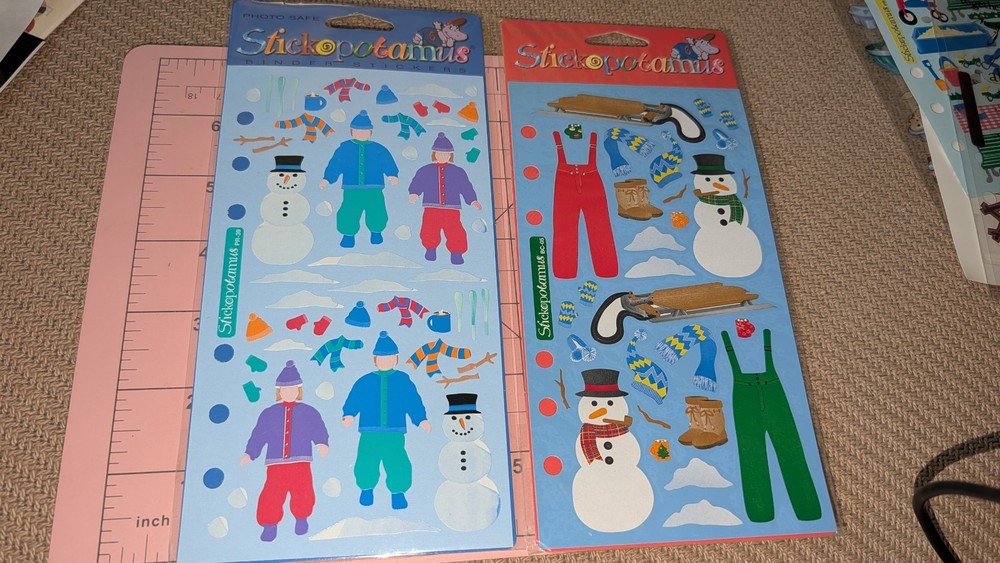 Stickopotamus Stickers Snow Day / Winter Accessories Hat Scarf Snowman Lot 2