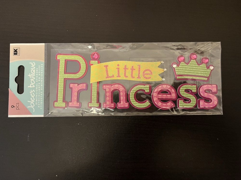 Jolee’s Dimensional Little Princess Stickers Glitter Pink Green-NEW