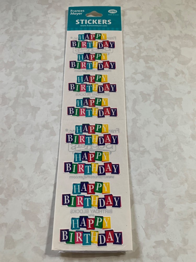 FMI FRANCES MEYER STICKERS 4 SHTS BALLOONS MULTI-COLORED LETTERS HAPPY BIRTHDAY