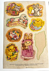 3 Vtg 1980 Sticker Sheets Current Inc Easter Bunnies Flowers Eggs Chicks Lamb
