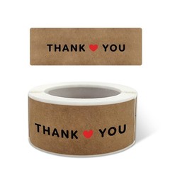 720 PCS 1″ x 3″ Thank You Stickers Rectangle Gift Seal Kraft Paper Thank You