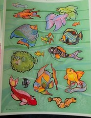 Vintage Hallmark Stickers Fish Tropical Fish Sea Life 1 Sheet