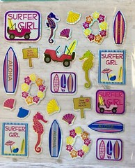 Foil Surfer Girl Beach Vacation Planner Stickers Papercraft Envelope Seals