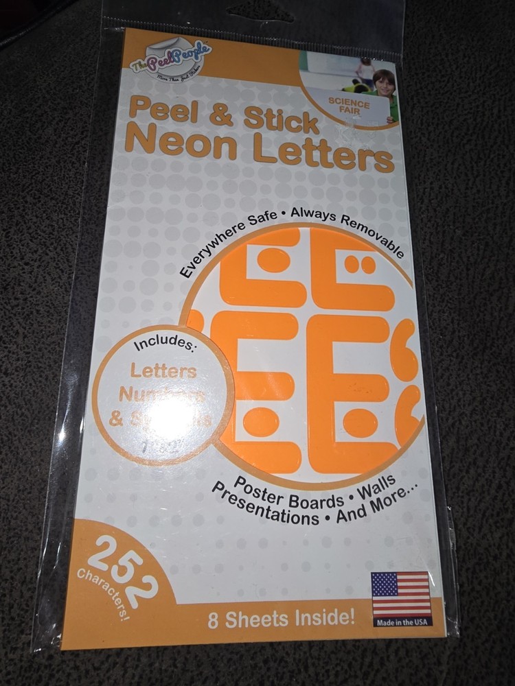 The Peel People PEEL & STICK NEON LETTERS 252pcs – NEON ORANGE
