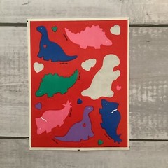 Hallmark Valentine Dinosaur Heart Stickers Set Of 4 Partial Sheets Vintage