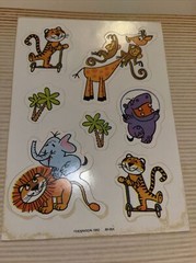 Vintage Dennison 1982 Sticker Sheet Safari Animals Very Old May Not Still Stick