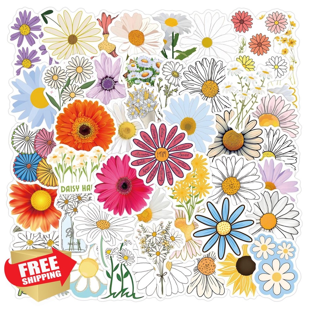 Mrotayi 55PCS Flower Stickers Colours-6