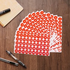 15 Sheets Round Number Stickers, 1-50 Consecutive Number Labels, Red(1″ Each)