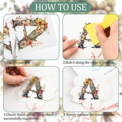 10 Sheets English Alphabet Flowers Rub on Transfer Stickers Furniture Decals Wat