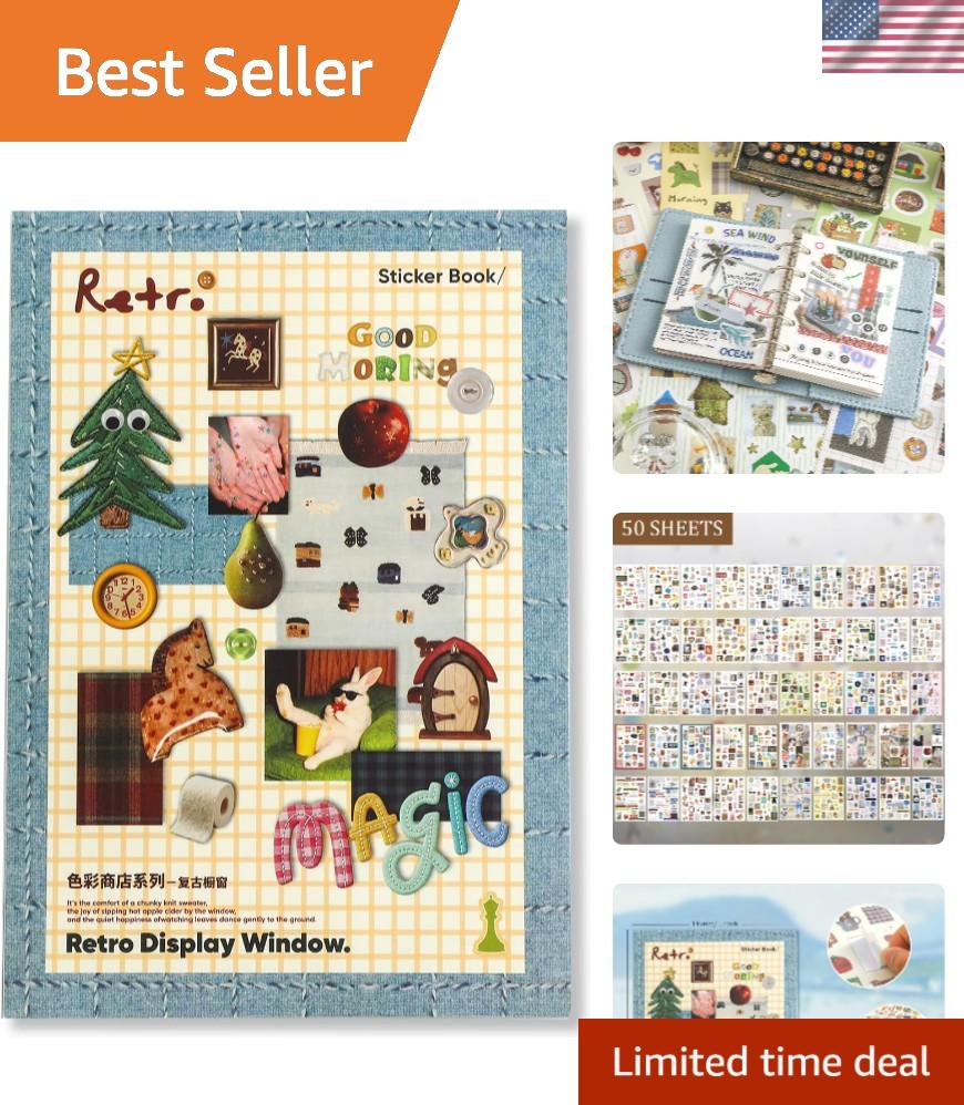 50 Sheets of Beautiful Vintage Stickers – 1300+ Cute Themes for Journaling