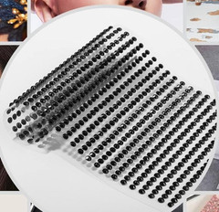CraftbuddyUS 750pc x 3mm BLACK (30 stripes) Stick On Round Rhinestone Gems,DIY