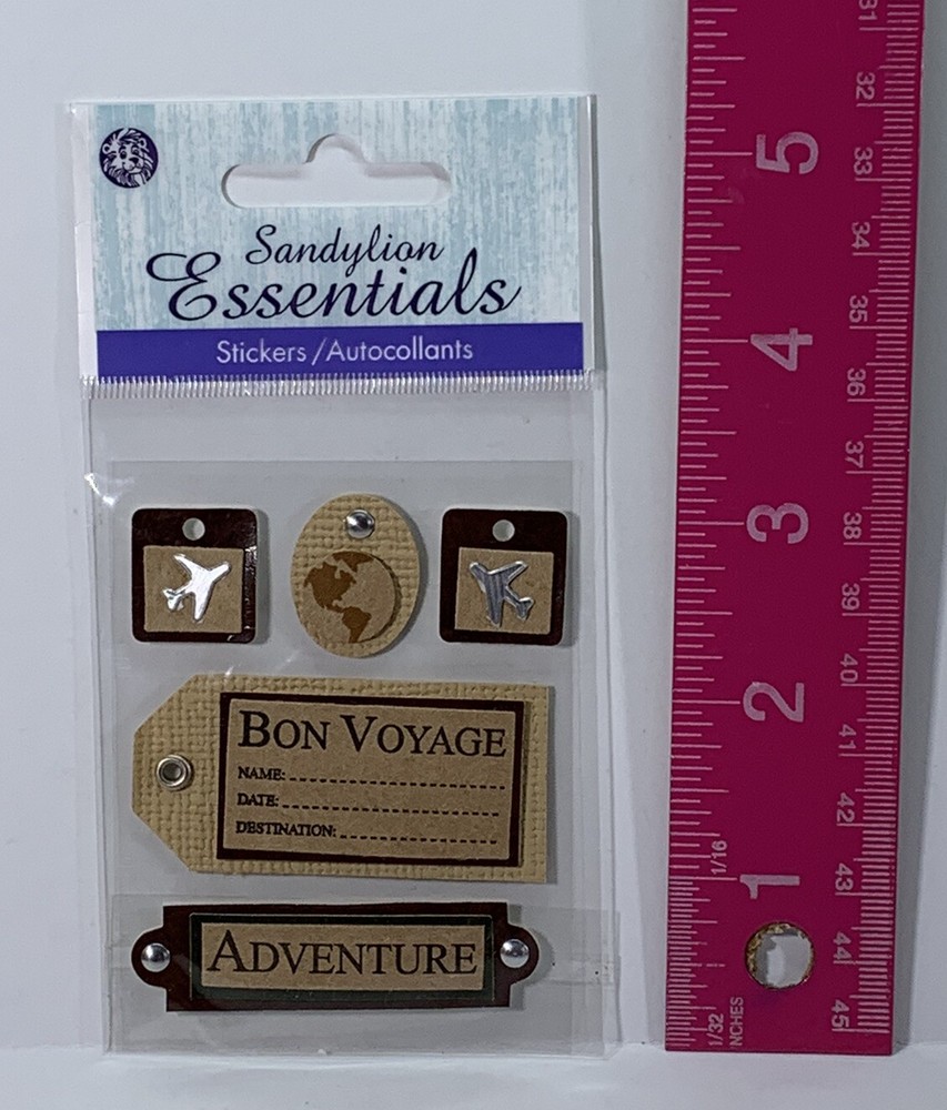 Sandy Lion Essentials TRAVEL TAG Sticker Pack ADVENTURE BON VOYAGE