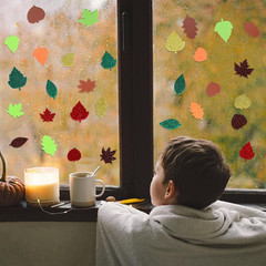 300 PCS Autumn Thanksgiving Fall Leaf Foam Sticker, Self Adhesive Foam Stickers,