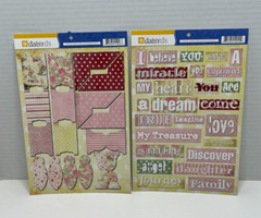 Girly Themed Lot of Scrapbooking Stickers-7 Pages-NEW