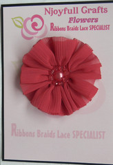 Ruffles Organza AMARANTH RED Flower – Red Centre 65-70mm Single MH AB NJC