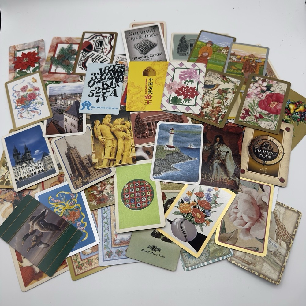 100 Single Swap Playing Cards Ephemera Junk Journal Mix lot