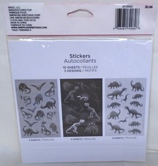American Greetings Stickers Prehistoric Dinosaur Skeletons Bones 10 Shts 129 Pcs