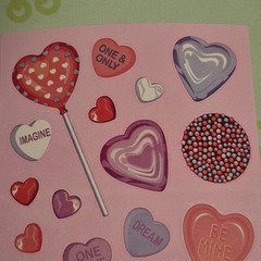 Valentines Day Cute Heart Candy Love Theme Sticker Sheet Junk Journal Crafts