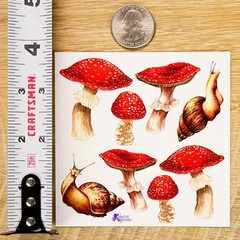 Violette Stickers – Mushrooms & Snails – 1 Woodland Sticker Sheet – Scrapbooks