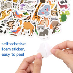 200Pcs Animal Foam Stickers Self Adhesive Jungle Sticker Safari Wild Zoo Animals