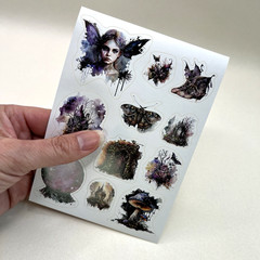 Dark Goth Fairy Stickers Halloween Junk Journal Collage Scrapbooking